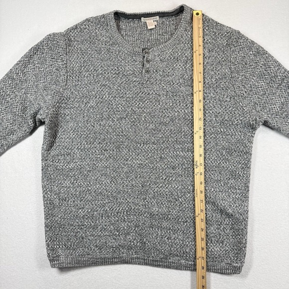 Carbon 2 Cobalt Mens Large Knit Henley Sweater Gray Cotton Casual Pullover - Picture 8 of 10